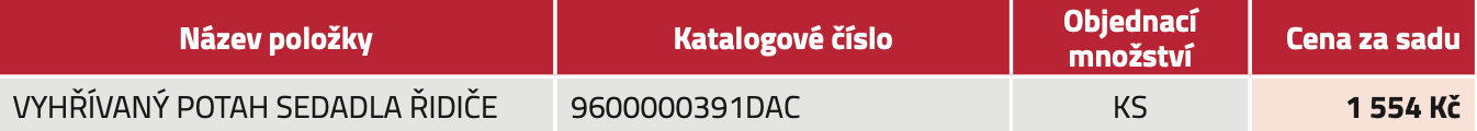 Vyhřívaný potah sedadla řidiče